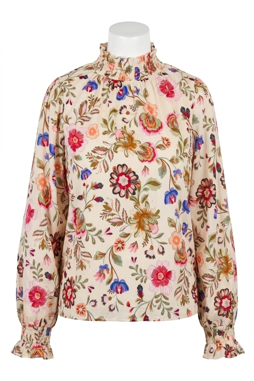 NEW &MERCI everly floral smock neck blouse in multi